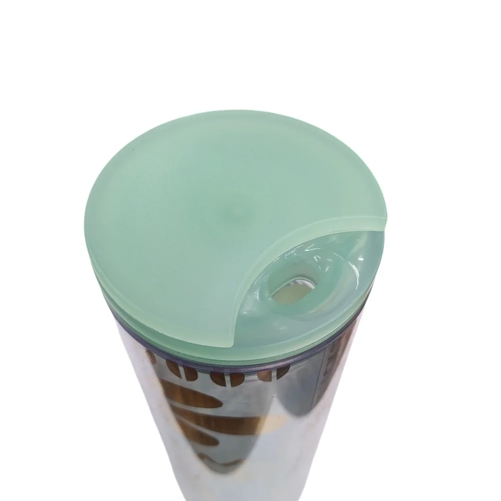 NWOT Starbucks Mint Green Gold Artistic Tumbler Lid Mermaid Floral Shiny Swim